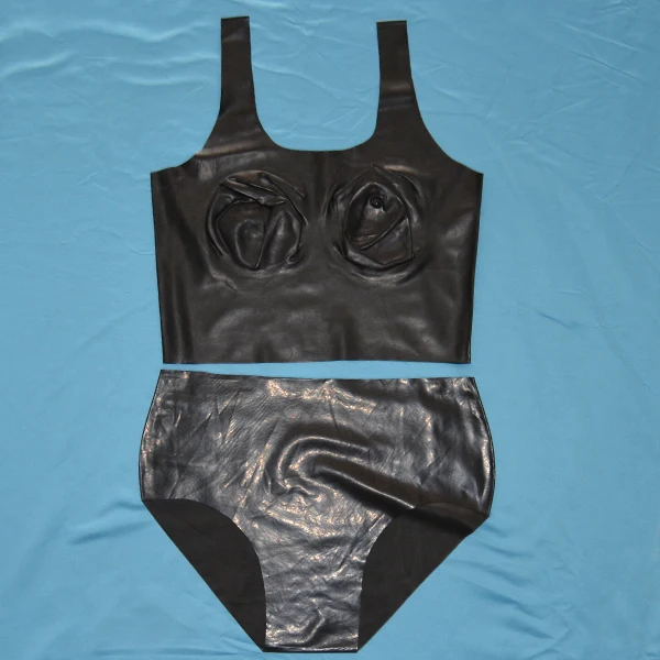 Женская латексная жилетка с бюстгальтером