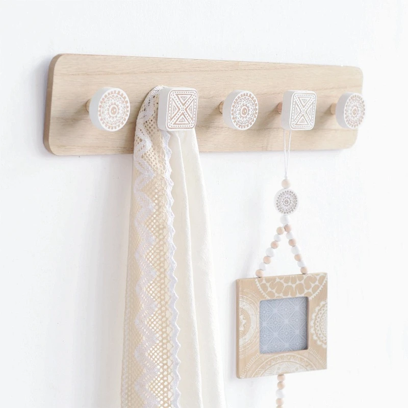 

Wall Mounted Coat Rack,Entryway Hanging Coat Rack,Wood Coat Rack With 5 Hooks Rail For Coat, Scarf, Bag, Towel Durable