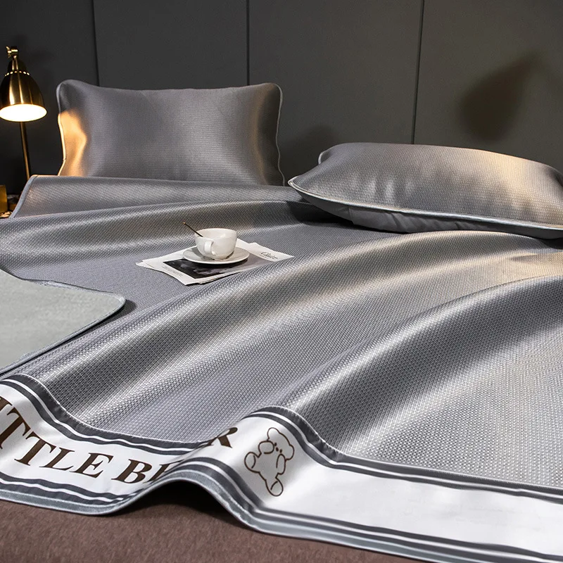 

1800D Carbon Light Fibres Cooling Mat for Bed Ice Fiber Sleeping Naked Summer Mat and Pillowcase Cool Down Bed Sheet Set Silky
