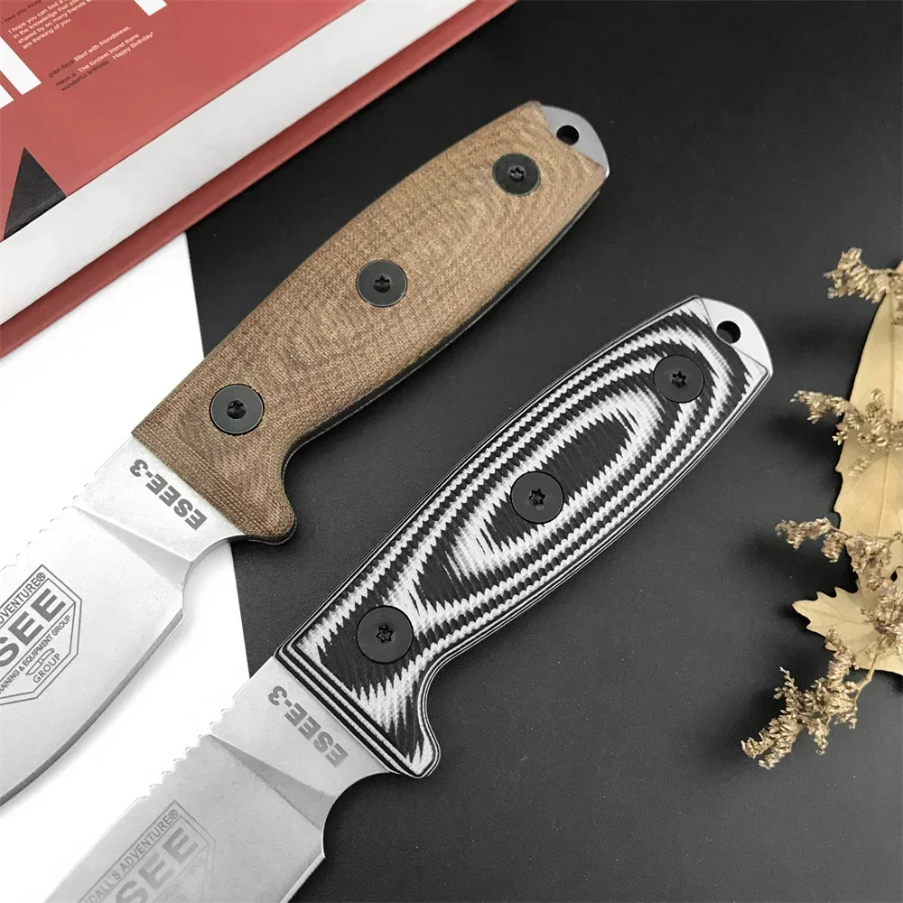 Тактический портативный нож с фиксированным лезвием фреза Rowen 9Cr18Mov черное лезвие