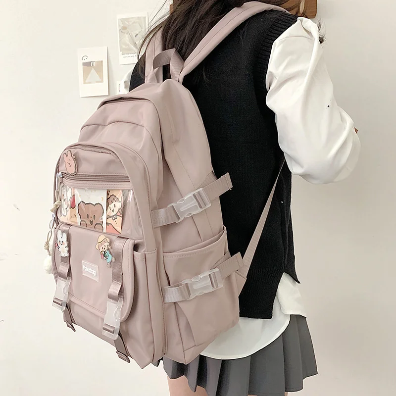 TRAVEASY 2022 Japanese High School Girls Cute School Backpack Women Nylon Bag Casual Travel Backpack Student Bookpack