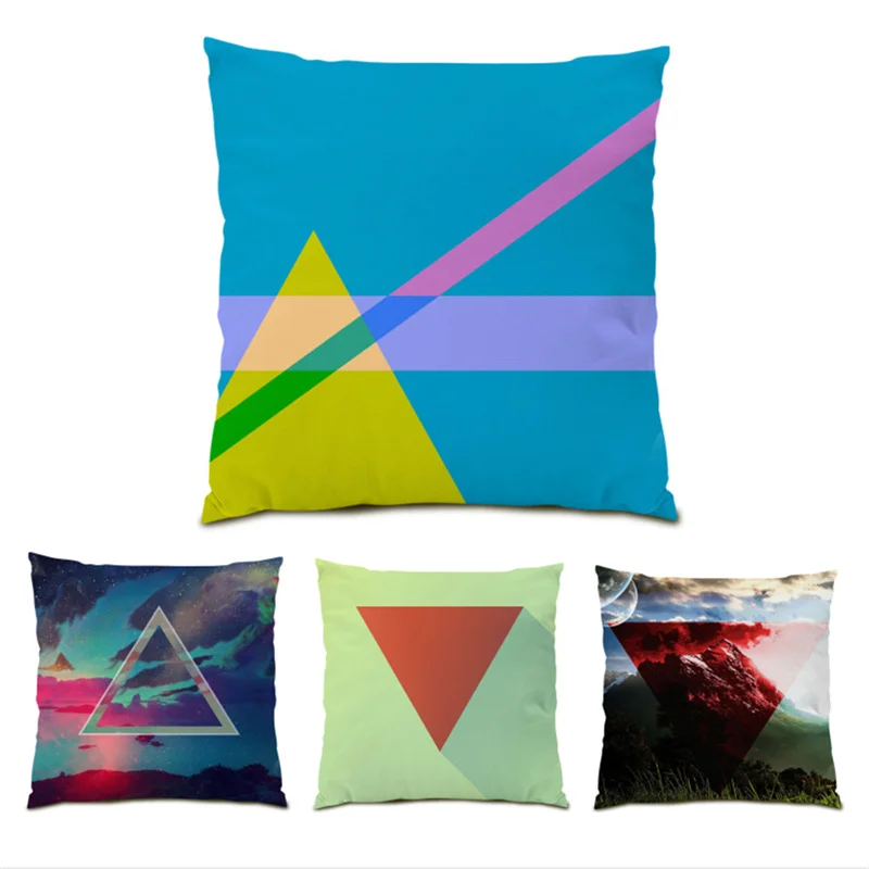 

Comfortable Home Decor Polyester Linen Pillowcase Decorative Modern Cushion Cover 45x45 Velvet Abstract Colorful Geometry E0610