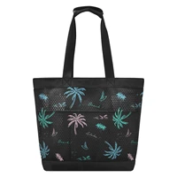 2022 fashion mesh beach bag women black shoulder bags trendy tote beach bag large capacity handbags female travel shopping bags