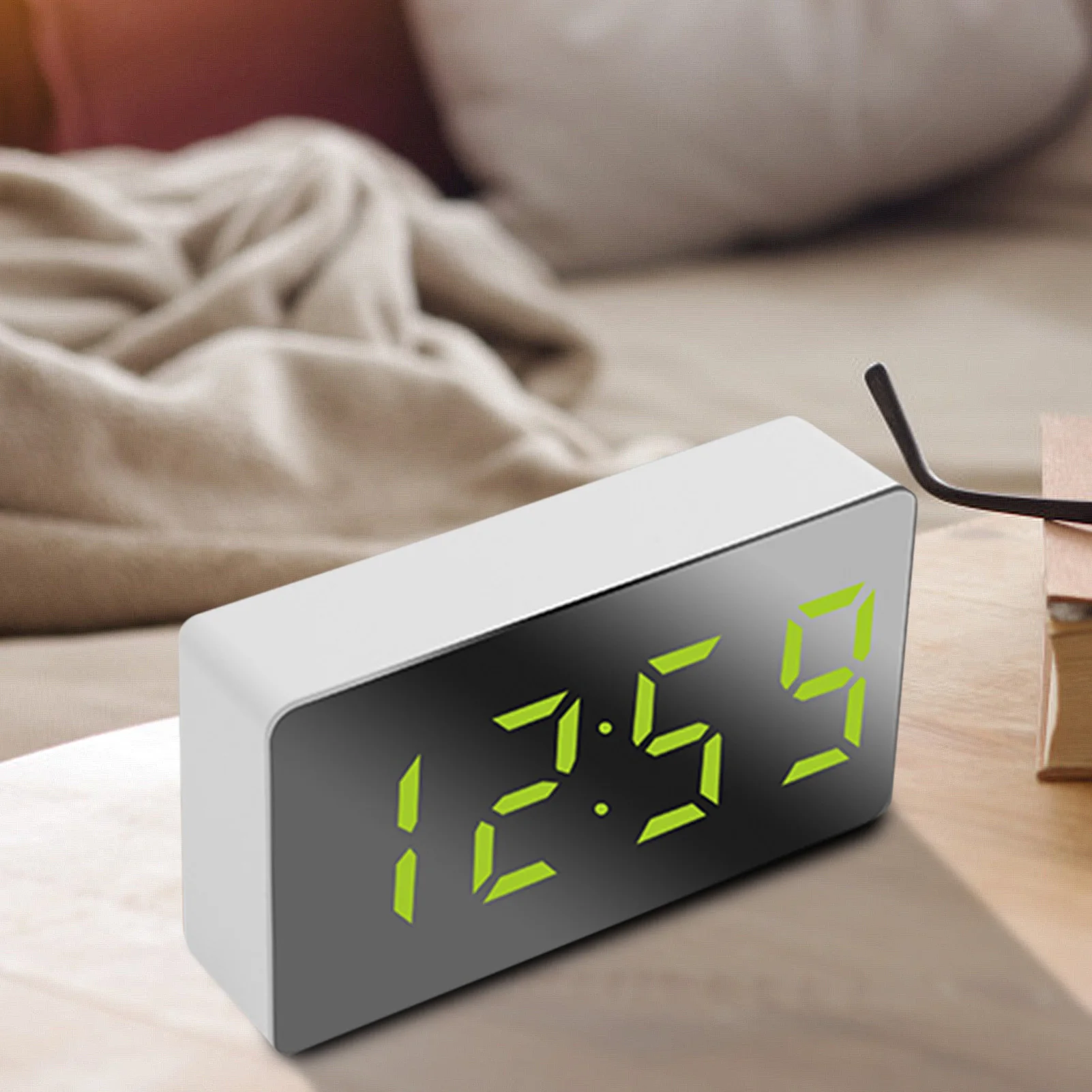 

Mini LED Mirror Alarm Clock Digital Snooze Table Clock Wake Up Light Home Decor Multifunctional Mini Electronic Alarm Clock Gift