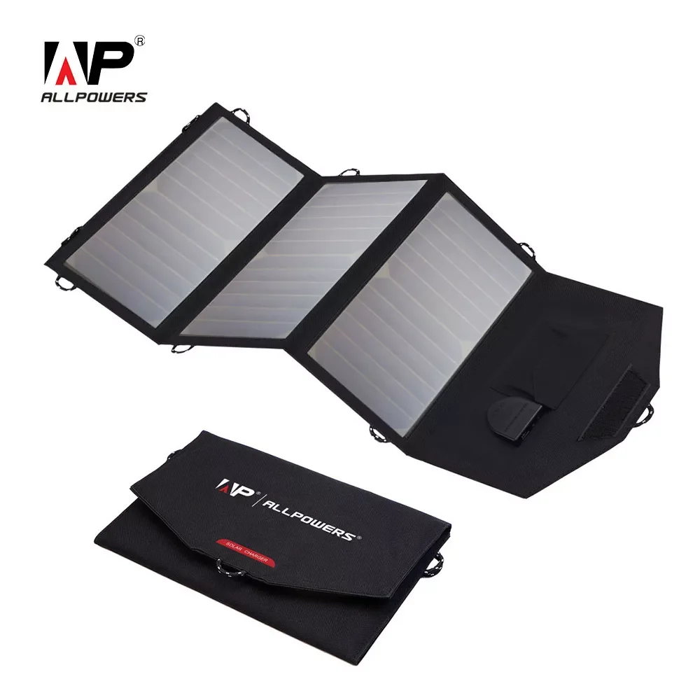 

ALLPOWERS 18V 21W Solar Charger Solar Panel Waterproof Foldable Solar Power Bank for 12v Car Battery Mobile Phone Outdoor Hiking