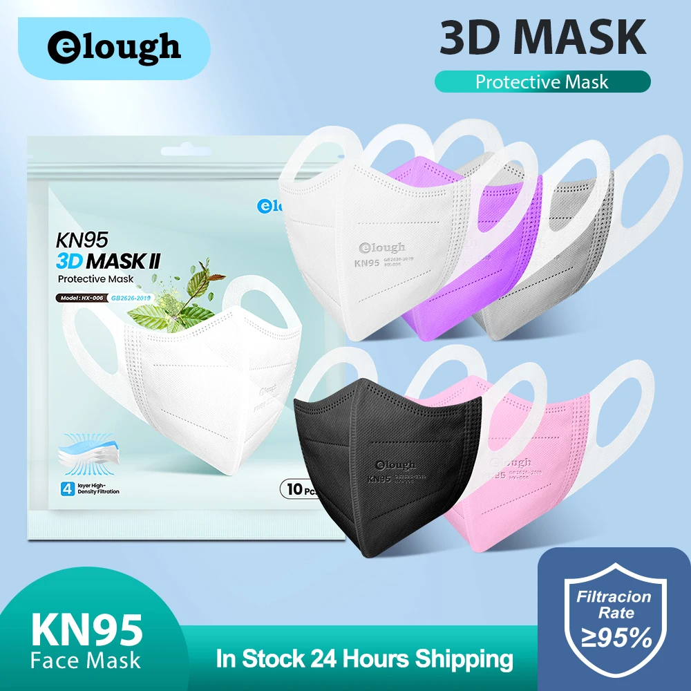 

Elough ffp2mask black Adult 3D mask fpp2 approved KN95 CE reusable respirator filter ffp2 mascarilla españa negra protectivemask