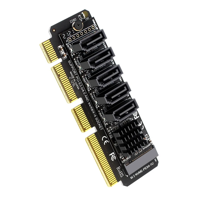 

PCI-E-Sata адаптер, 5 портов для PCI-E X4 PCI-E X8 PCI-E X16, Поддержка Os X/Windows7/8/10, многосистемное подключение и воспроизведение