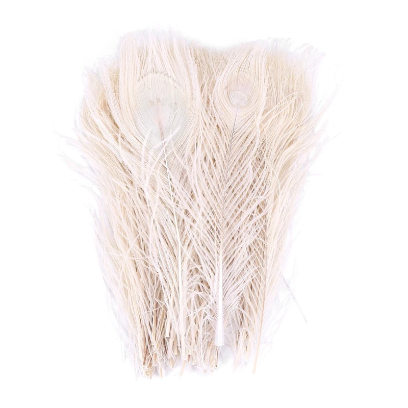 

300 PCS/Natural White Peacock Feathers In The Eye, 10 To 12 Inches Of The Peacock Feather Wedding Decoration