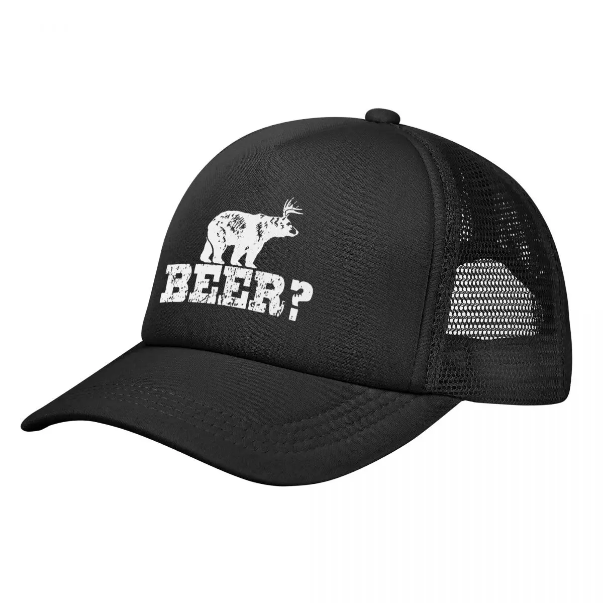 

Retro Deer Beer Bear Stretchy Trucker Hat Mesh Baseball Cap Adjustable Snapback Closure Hats for Men Comfortable Breathable