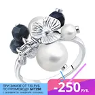 Кольцо SOKOLOV из серебра с содалитом и синтетическим жемчугом, Серебро, 925, Женское, Оригинальная продукция