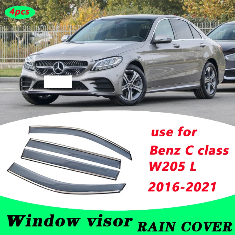

For Benz C class 2016-2021 Benz W206 W205 C200L C260L Plastic Window Visor Vent Shades Sun Rain Deflector Guard 4PCS/SET