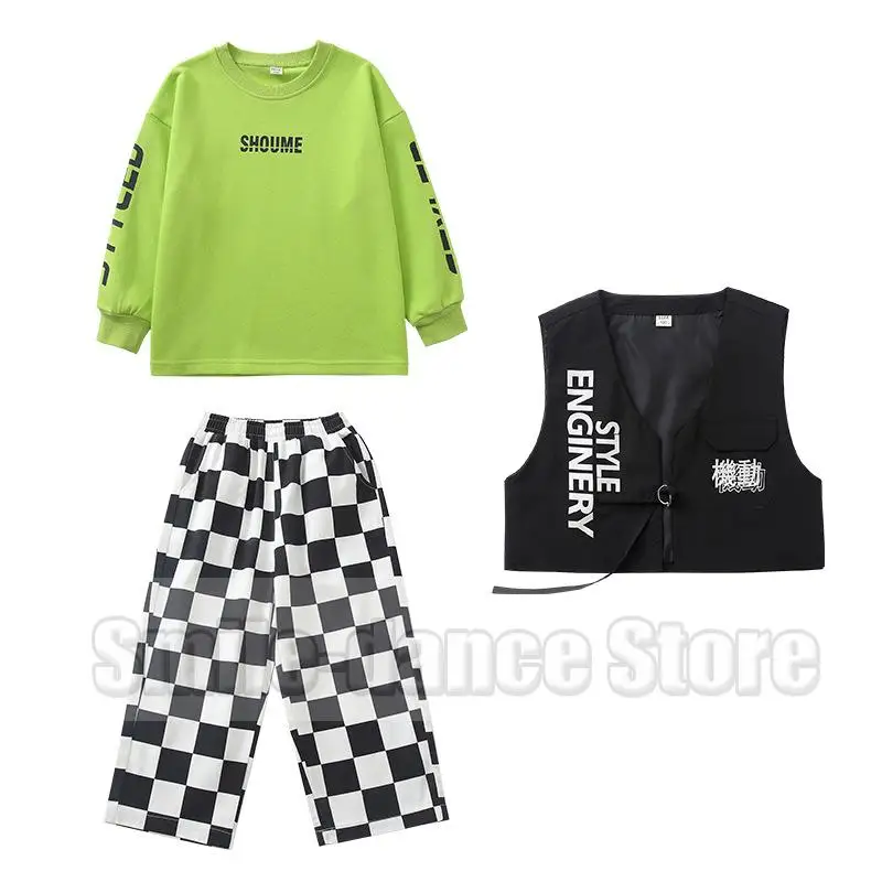 

Jazz dance coat pants For Boys and girls during general clothing White squares Fashion Kids HIP HOP JAZZ DANCE Drums costumes