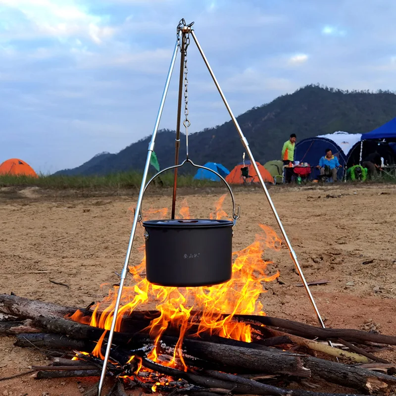 

Tiartisan titanium Pot Tripod Campfire Grill Stand Tripod Durable Camping Portable Pot/ Storage Bag Height