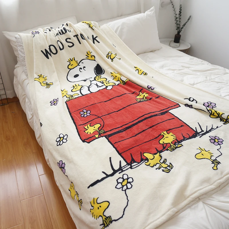 

Cartoon Snoopy Blanket Flannel Single Double Cartoon Blanket Autumn Winter Thicken Warm Soft Sheet Sofa Blanket