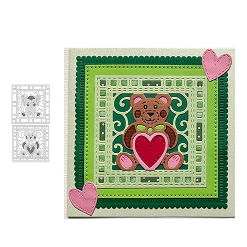 

Elephant Bear Square Border Metal Cutting Dies Craft Scrapbooking DIY Handmade Knife Mould Blade Punch Stencils Dies Cut Model