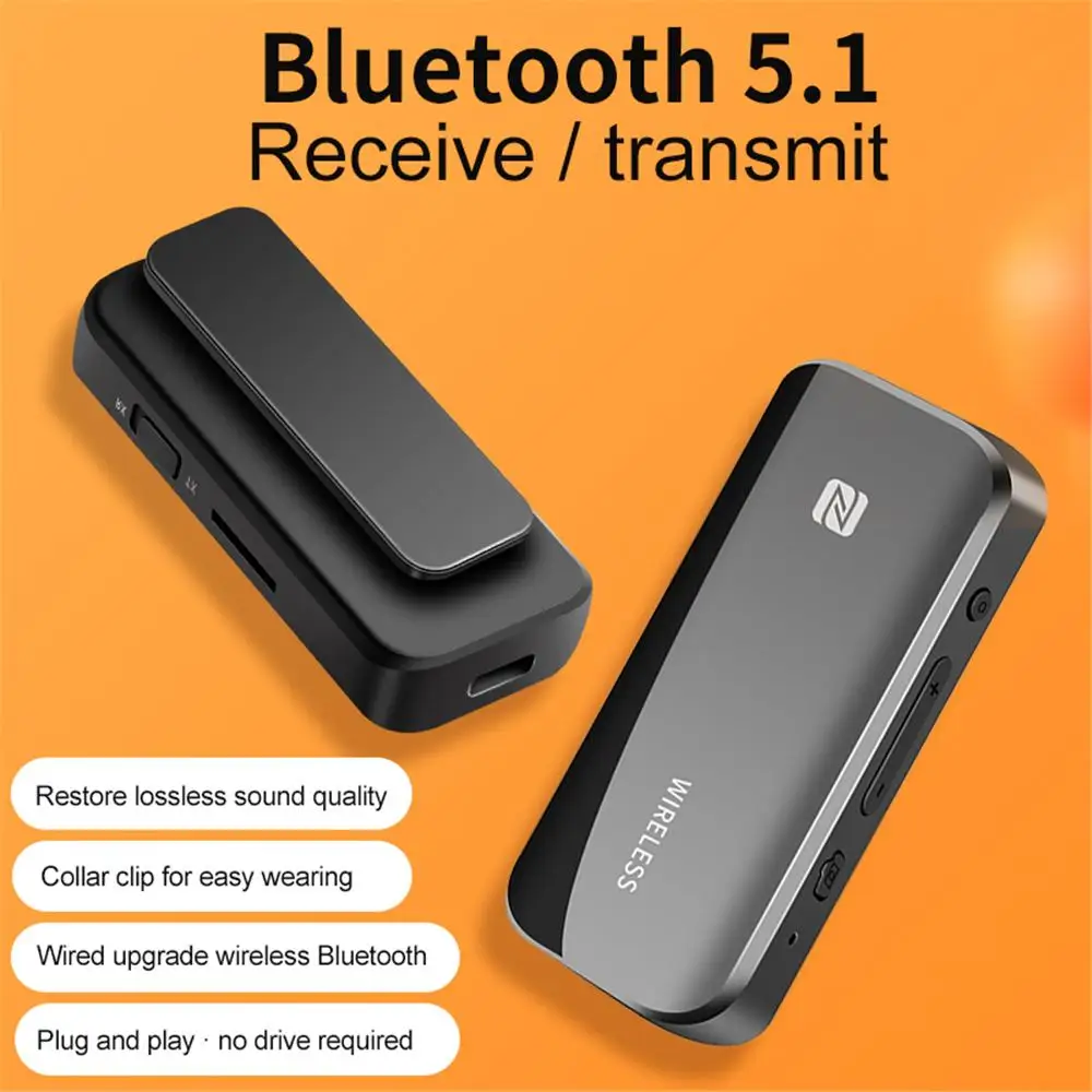 

Stereo Audio Bluetooth Receiver Transmitter BT5.1 NFC Type C Charging Handsfree Wireless Car Kit TF 3.5mm AUX
