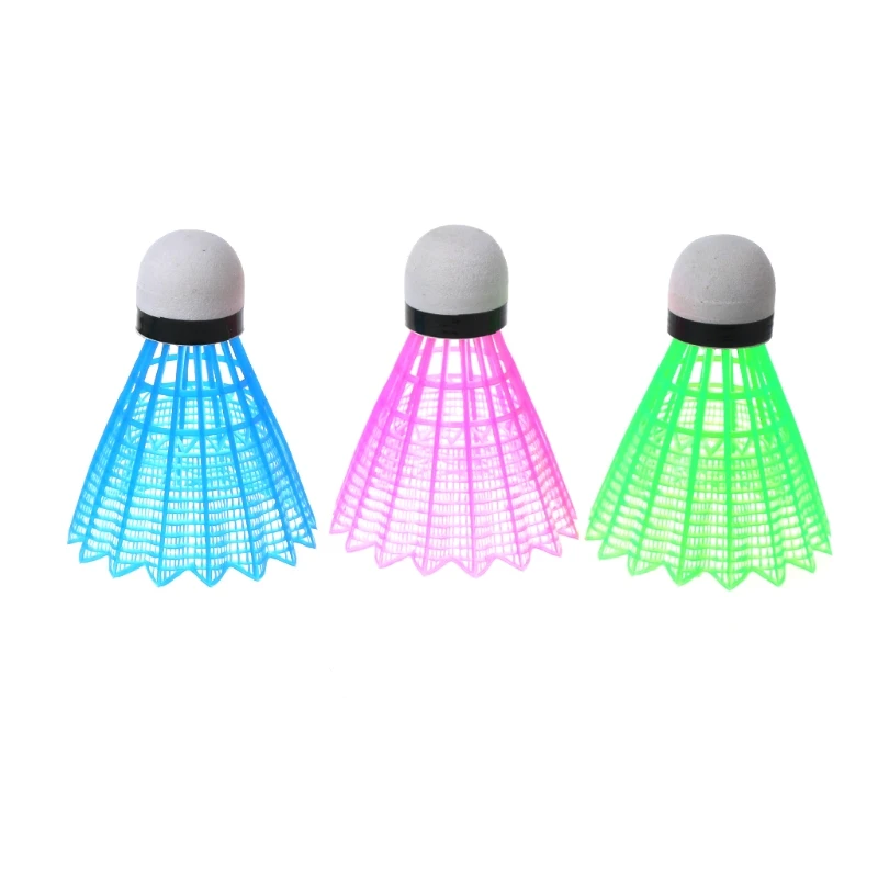 

3pcs LED Luminous Badminton Dark Night Colored Plastic Foam Glowing Shuttlecocks Drop Shipping