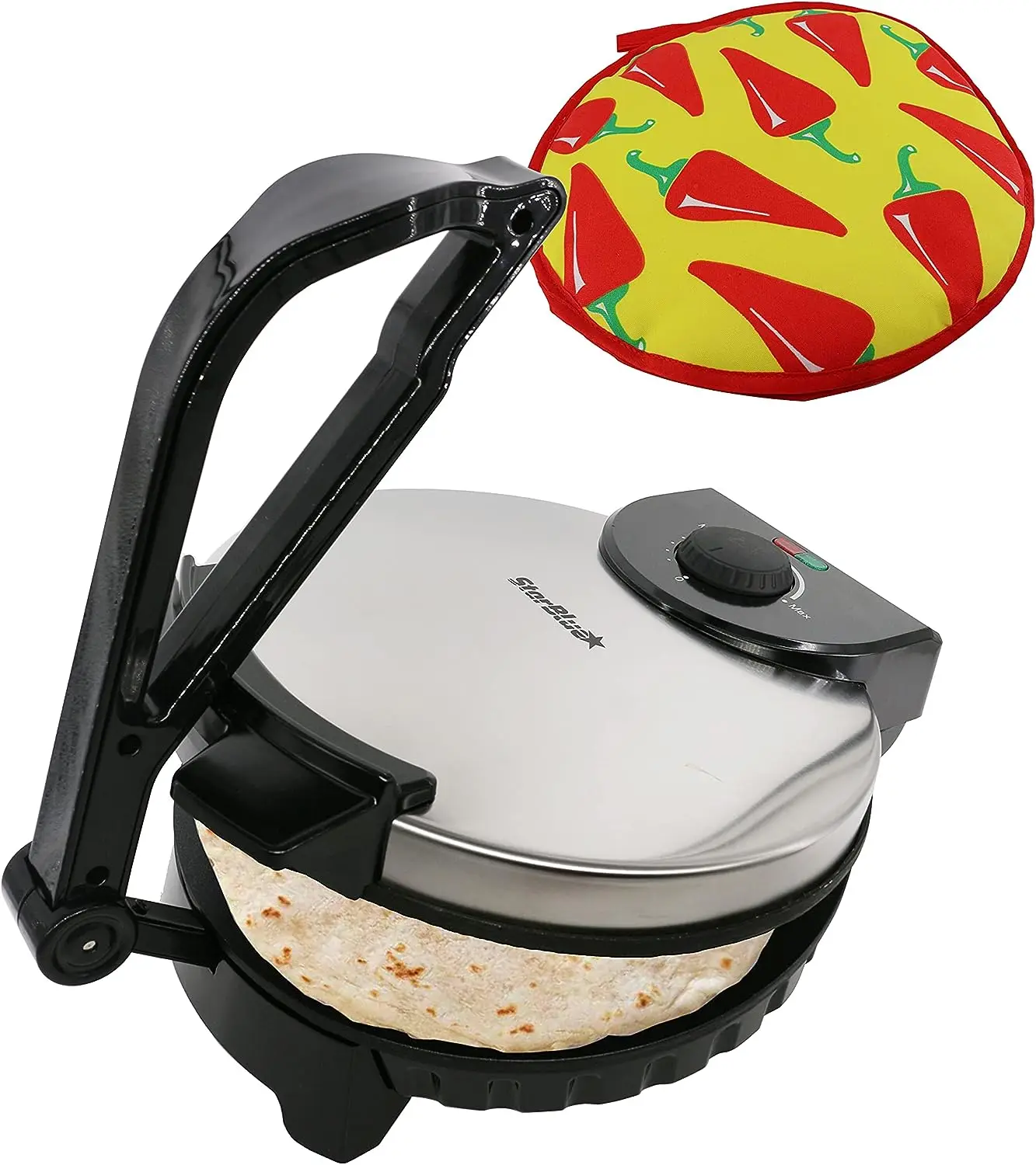 

Roti Maker by with FREE Roti Warmer - The automatic Stainless Steel Non-Stick machine to make Indian style Chapati, Tortilla,