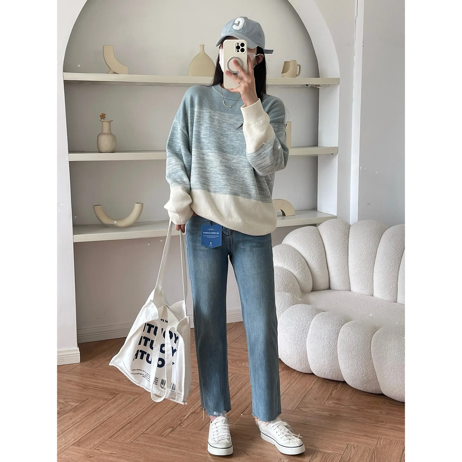 Новый шикарный градиент контрастного цвета вязаный осенне-зимний мягкий клейкий