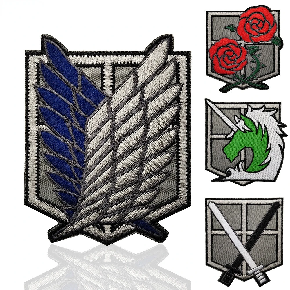 

Anime Attack on Titan Tactical Patches Hook&loop Sewing Wings of Freedom Armband Embroidered Badges on Backpack Clothes Stickers