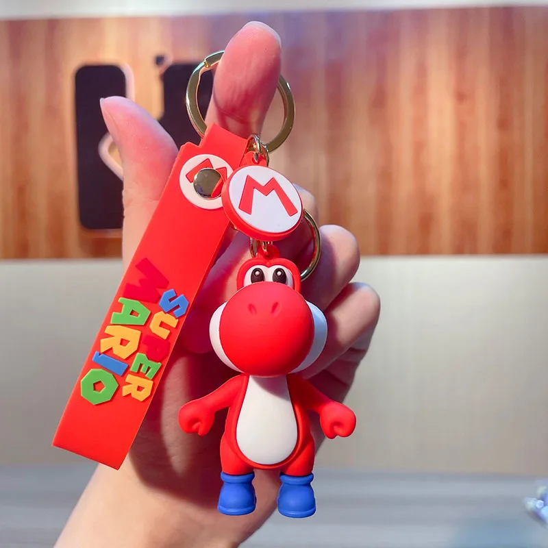 Брелок для ключей в стиле Super Mario Bros милая кукла Йоши с зеленым динозавром аниме