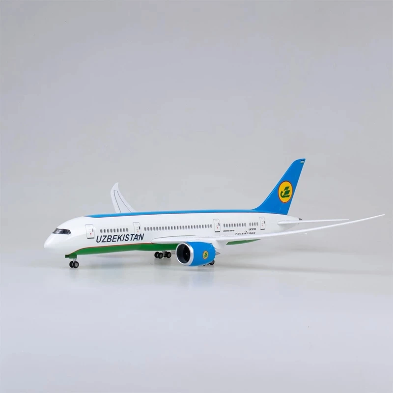 Фото 1:130 Масштаб 47 см Модель Литая под давлением Смола UZBEKISTAN Авиакомпания Самолет B787 Dreamliner Игрушечные самолеты со светодиодной подсветкой (сенсорный или звуковой контроль №2