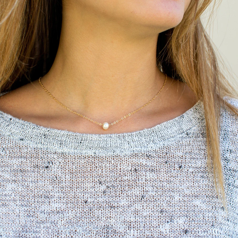 

Micci High Quality Stainless Steel Choker Natural Pearl Pendant Necklace for Women Gold Layered Chain Necklace Jewelry Wholesale