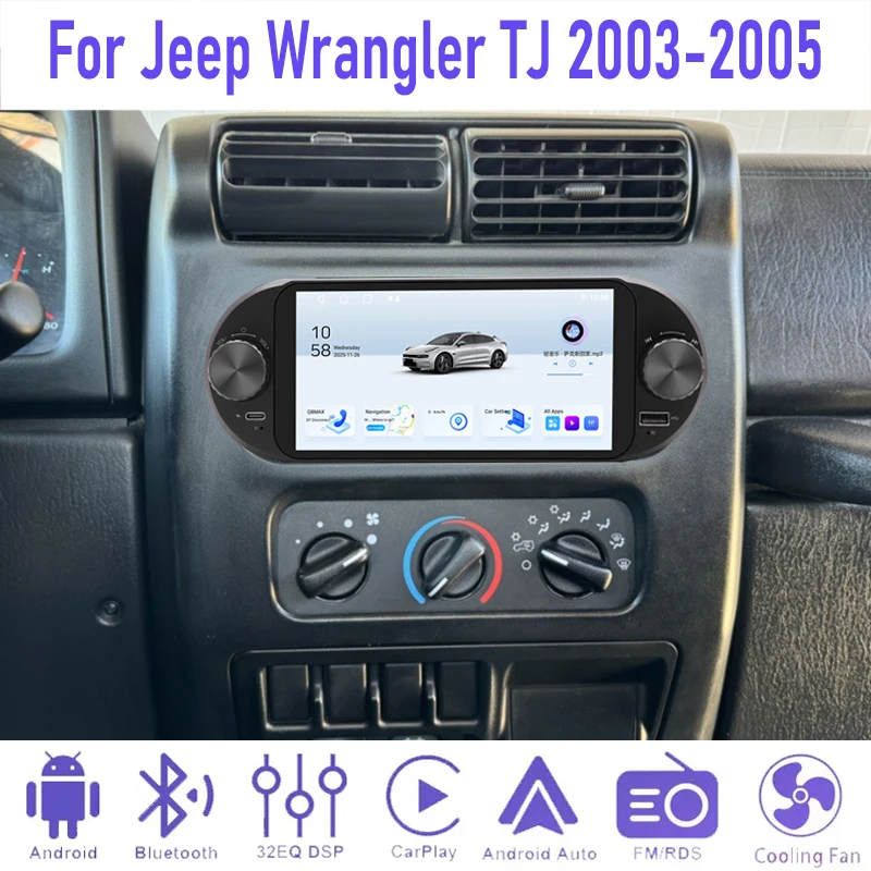 Фото 6,8 ''4 + 64 ГБ для Jeep Wrangler TJ 2003-2005 автомобильная радиокамера стерео рулевое управление Android 15 авто GPS BT Wi-Fi №1