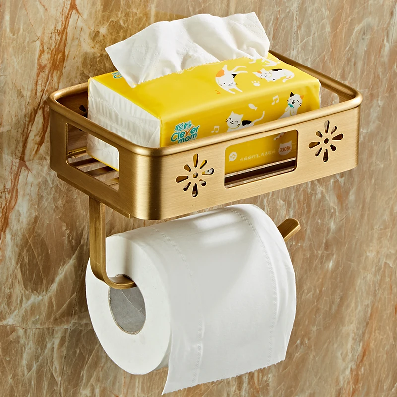 

Full copper roll paper holder, paper towel holder, paper roller, toilet paper basket, antique bathroom shelf