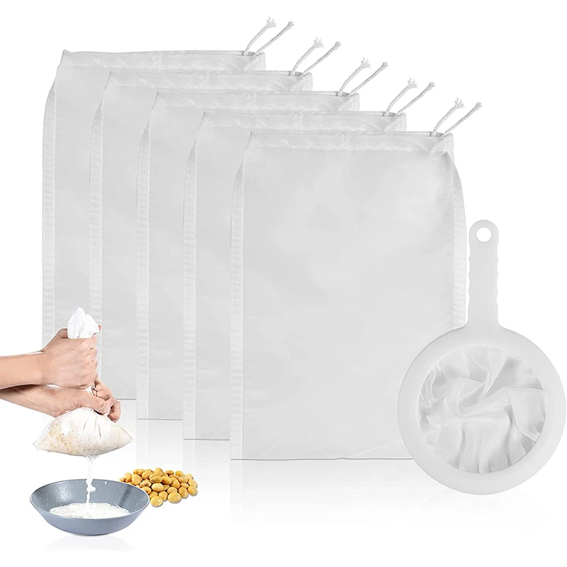 

Soy Milk Wine Filter Bag Nut Milk Bag Tea Coffee Oil Yogurt Filter Net Mesh Kitchen Food Reusable Nylon Filter Bags Strainer