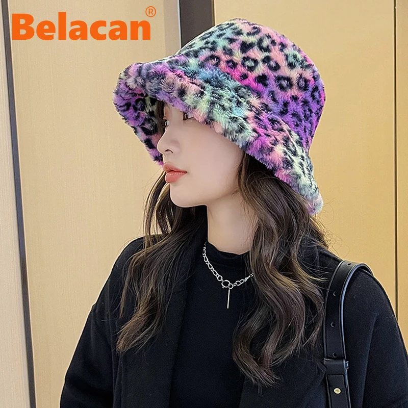

New Autumn Winter Faux Fur Bucket Hat Women Fashion Warm Soft Velvet Fluffy Fisherman Hat Ladies Outdoor Panama Luxury Woman Hat
