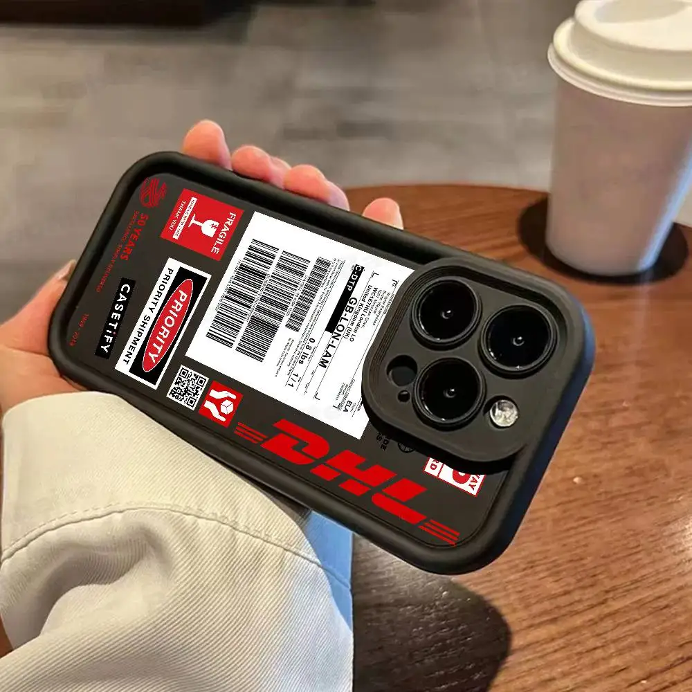 Фото Чехол для телефона Hot Trend со штрих-кодом D-DHL для iPhone 17, 16, 15, 14, 13, 12, 11 Pro Max Plus, мягкий черный чехол №4