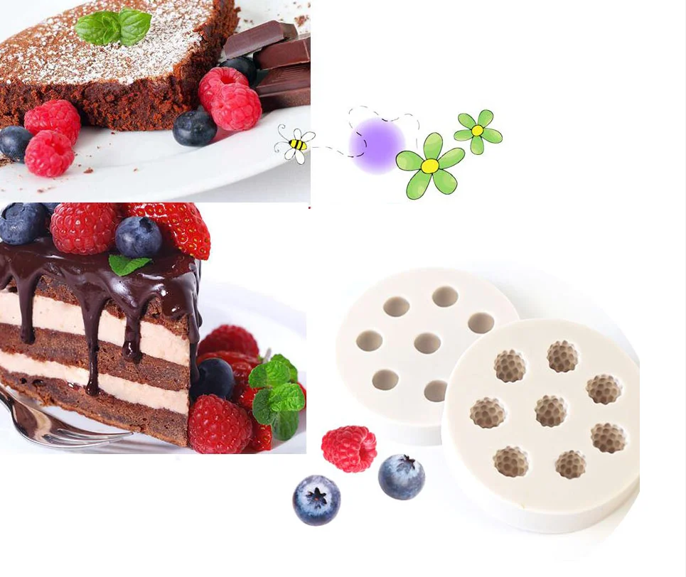 

3D Simulation Fruit Silicone Mold Blueberry Raspberry Fondant Chocolate Cake Baking Tools Handmade Candle DIY Craft Soap Mould