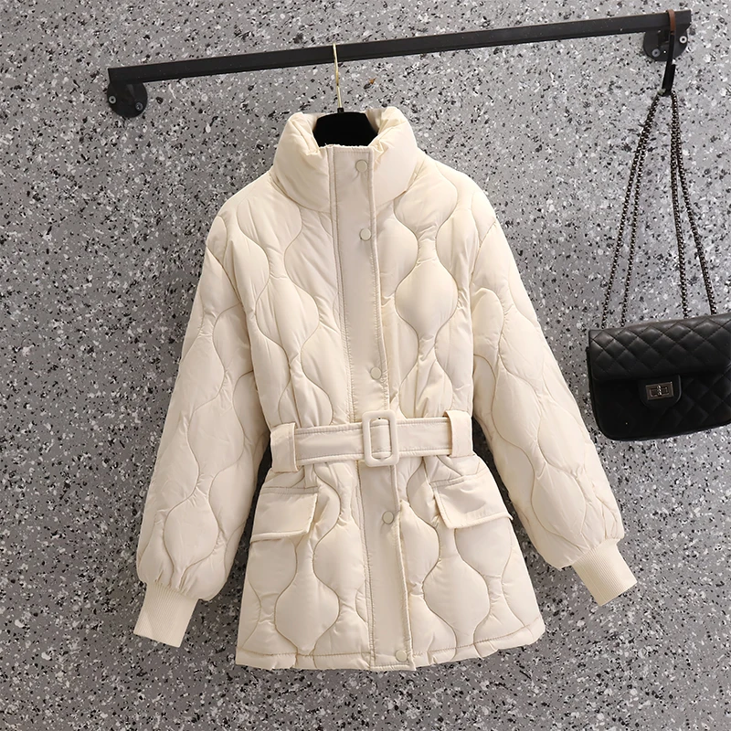 EHQAXIN New Women's Down Coat 2022 Fashion Thickened Cotton Clothes Casual Loose Warm Cotton Coats Ladies Whith Belt M-4XL