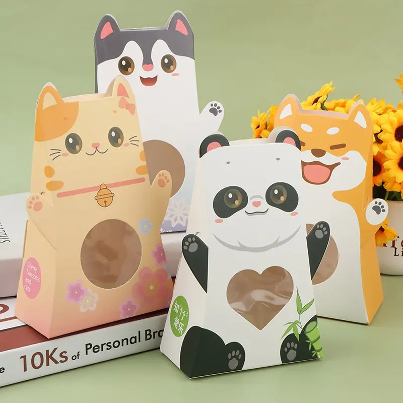 

10 шт. коробка конфет с животными красная панда, коала подарочные коробки собака/котенок окно для детей день рождения