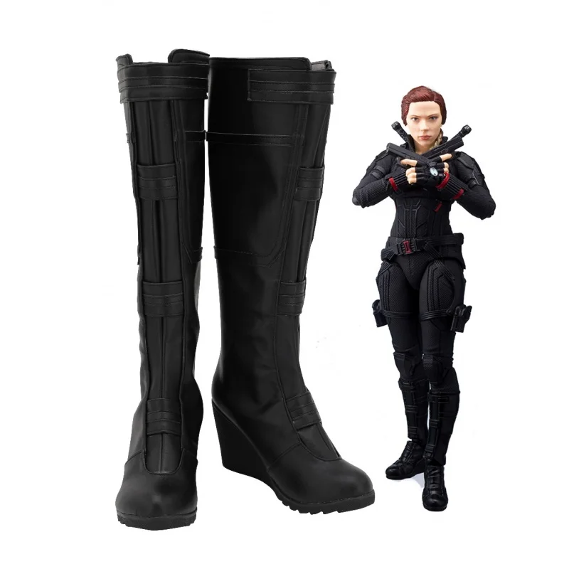 

Black Cosplay Widow Natasha Romanoff Shoes Boots For Women Female Halloween Carnival Custom Made European Size