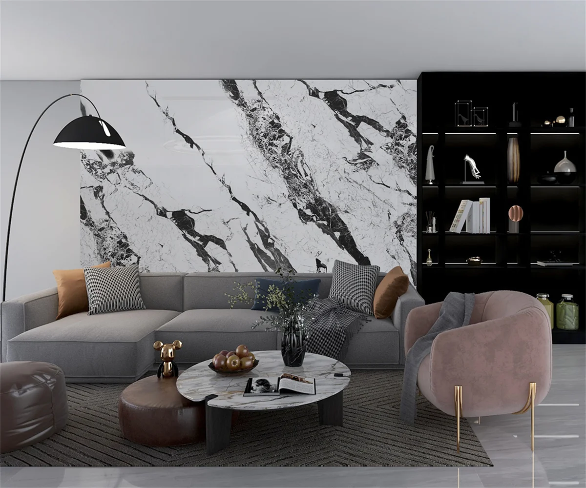 

beibehang Customized new modern minimalist black and white striped TV sofa background papel de parede wallpaper