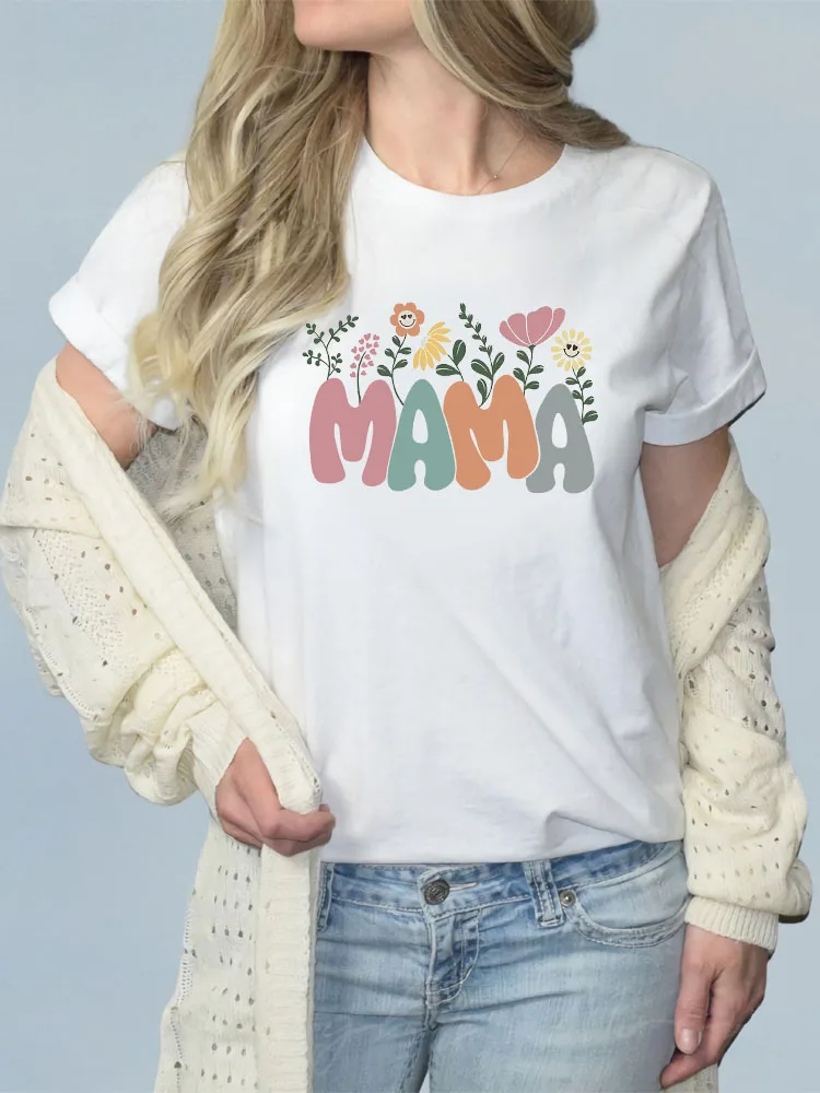 

женская футболка хлопок MAMA Letter Print T Shirt Women Harajuku Kawaii Fashion T-shirt Mother's Day Graphic Short Sleeve Tops