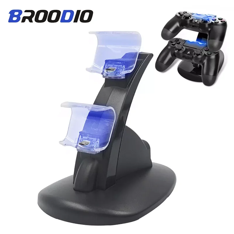 

NEW2023 PS4 Controller Charger Stand Station 4 PS4/PS4 Pro/PS4 Slim Game Controller Dual USB LED ps 4 Charging Dock