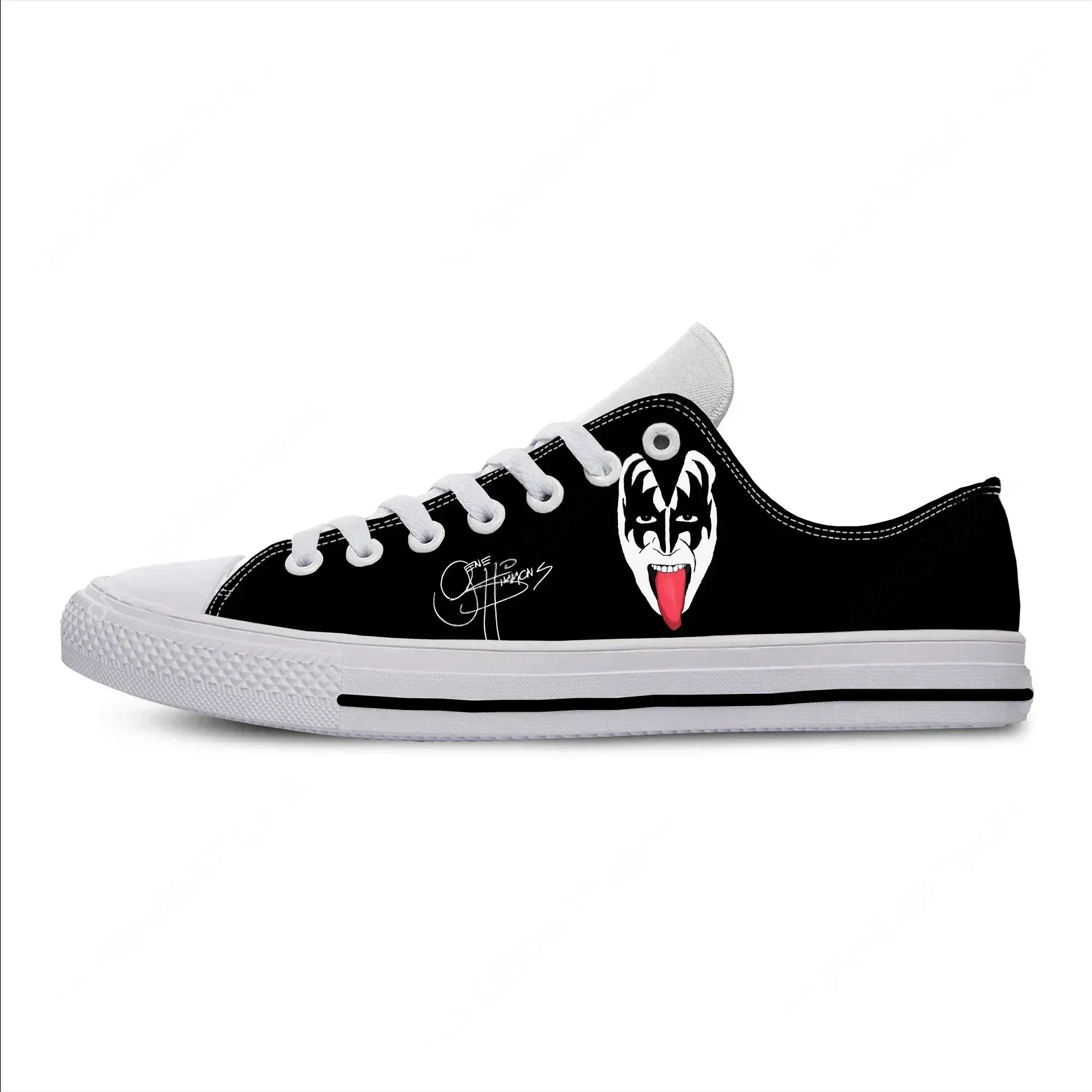 Фото Кроссовки Gene Simmons Low Top Sneakers Kiss для мужчин, женщин и подростков, повседневная обувь, кеды для бега, легкие кроссовки с 3D-печатью для косплея. №1