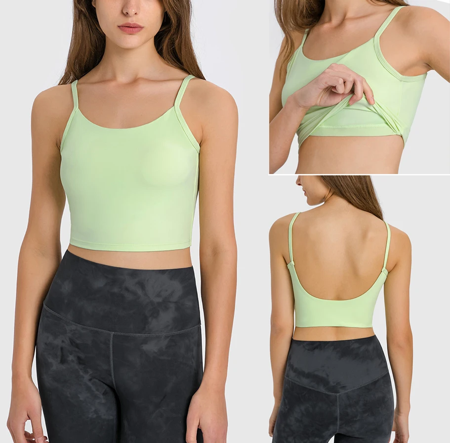 

Sexy Backless Pilates Yoga Sports Bras Crop Top 2022 Women Low Back Buttery Soft Workout Exercise Tops with Built In Bra
