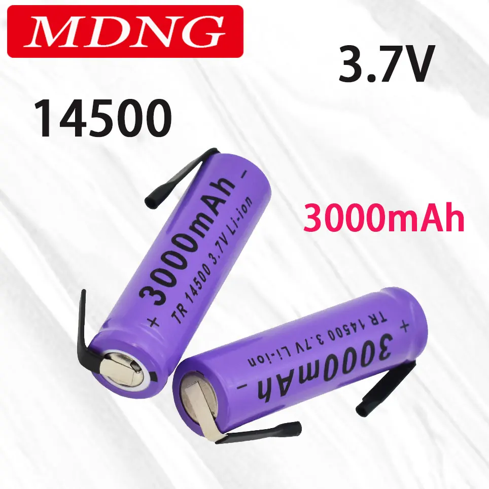 

2023 14500 Lithium Battery Lithium Rechargeable Bateria Welding Nickel Sheet batteries 3.7V 3000mAh For Torch LED Flashlight Toy