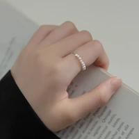s925 silver ring simple small fresh pearl chain tail ring sweet bracelet engagement rings for women
