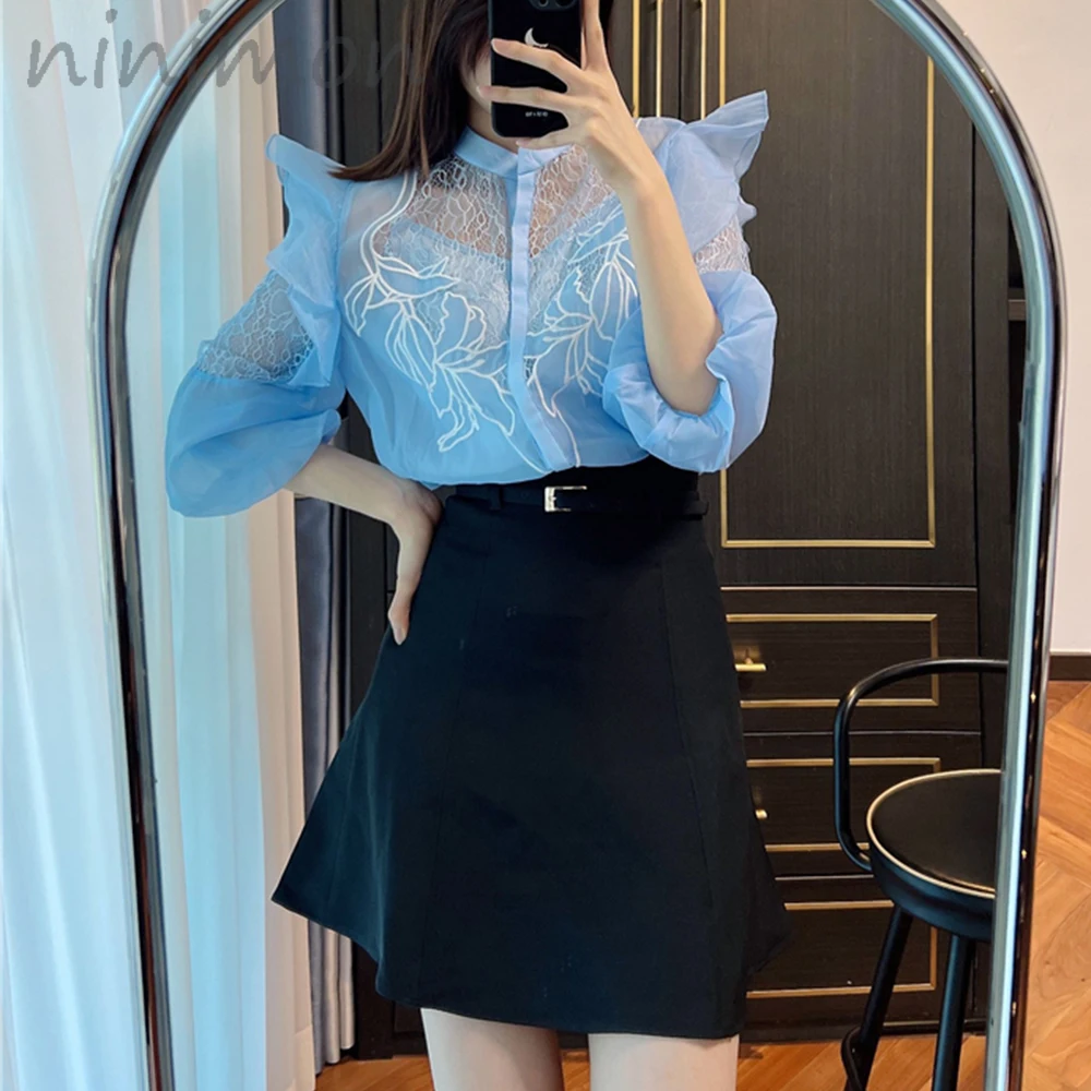 Блузка женская кружевная с вышивкой коротким рукавом | Женская одежда