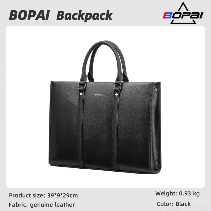 BOPAI Мужская деловая сумка из натуральной кожи для отдыха офисный 15 6-дюймовый