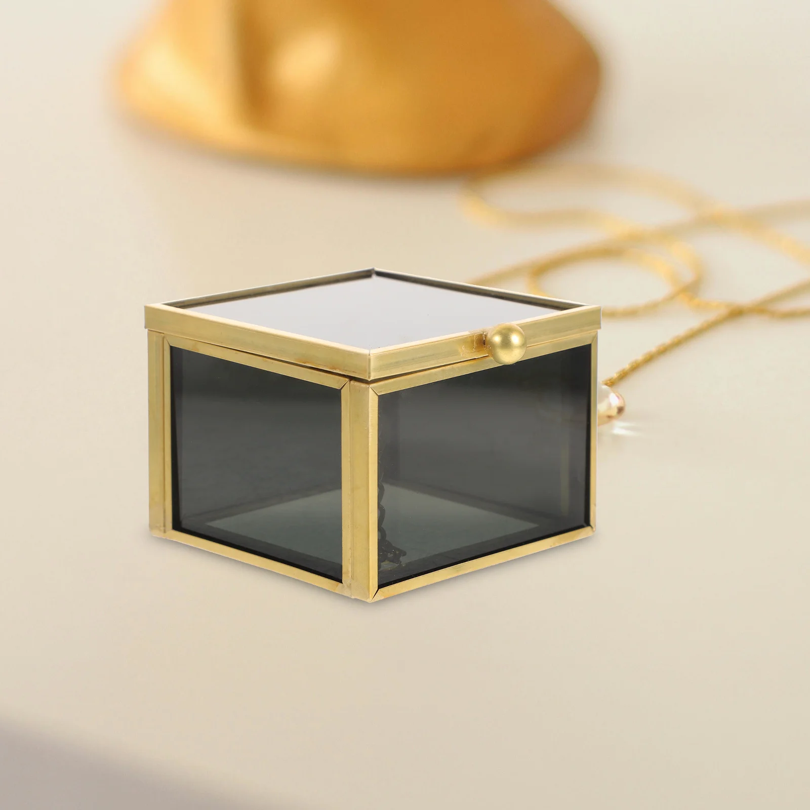 

Trinket Storage Box Ring Earring Organizer Vintage Glass Jewelry Box Display Case Organizer