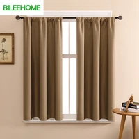 bileehome short blackout curtains for living room bedroom kitchen window treatment small curtains solid color panels drapes