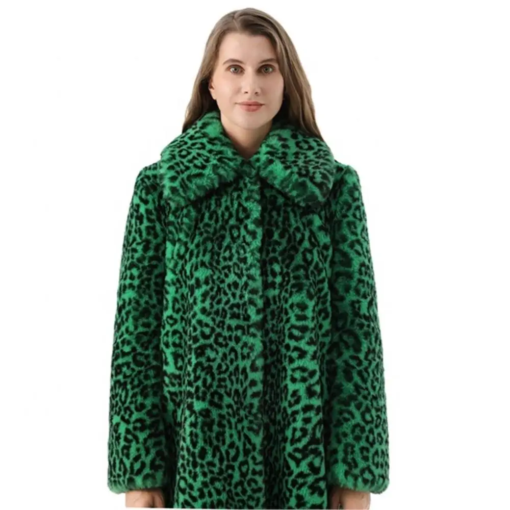 Women Winter Real Fox Fur Long Coat Designer Thermal Leopard Print Soft Real Fur Jacket Fashion Leisure Fur Coats For Women