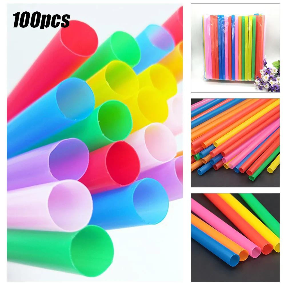 

Milkshake Straws Straws Oversized PP Tea Fat 100Pcs Boba Straws Colorful Drinking Smoothie Extra Wide Flat End