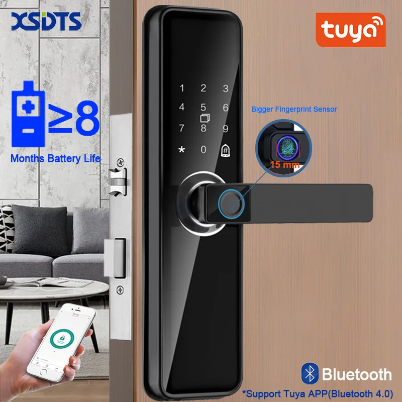 

Z1 K7 Pro Biometric Fingerprint Door Lock Black Smart Lock Tuya App Remote Unlocking Password Keyless Lock Electronic Door Lock